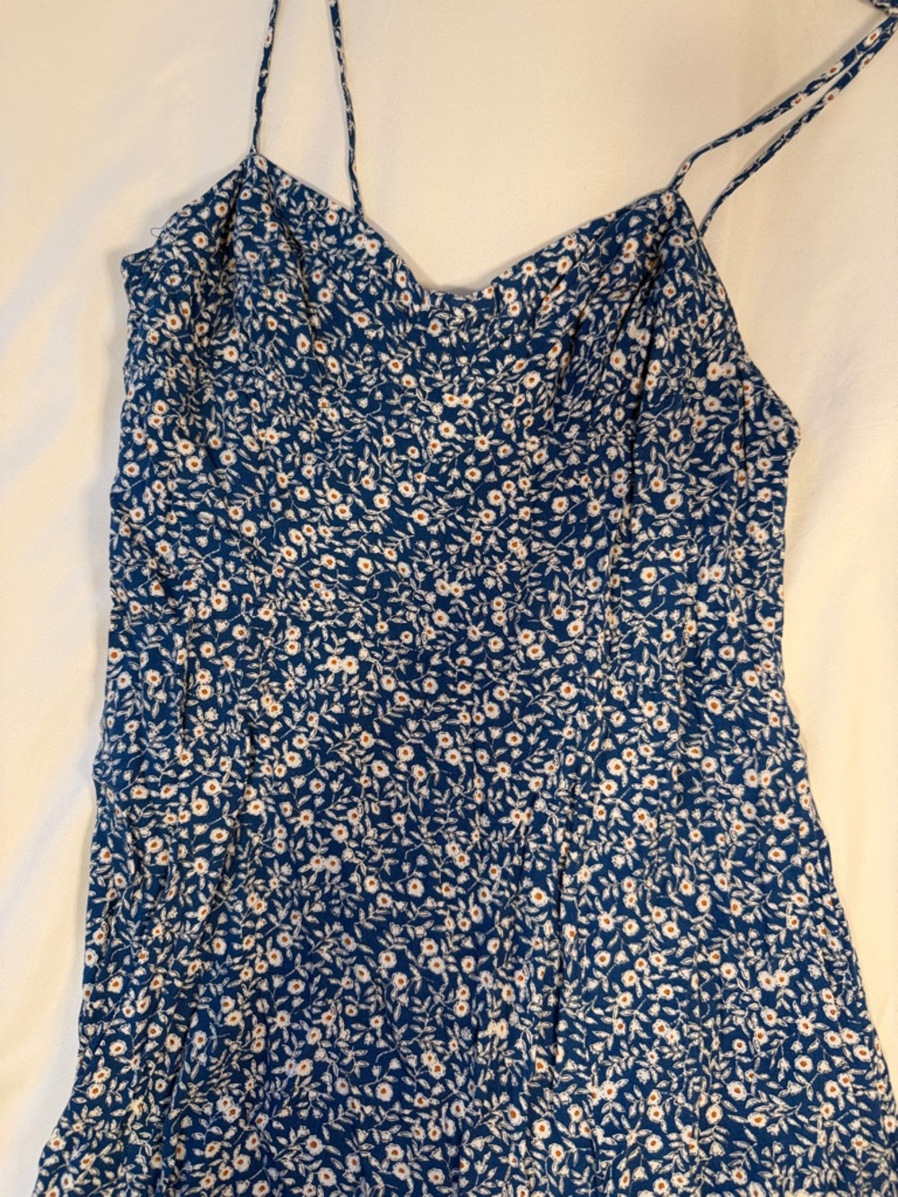Blue Floral Midi Slip Dress